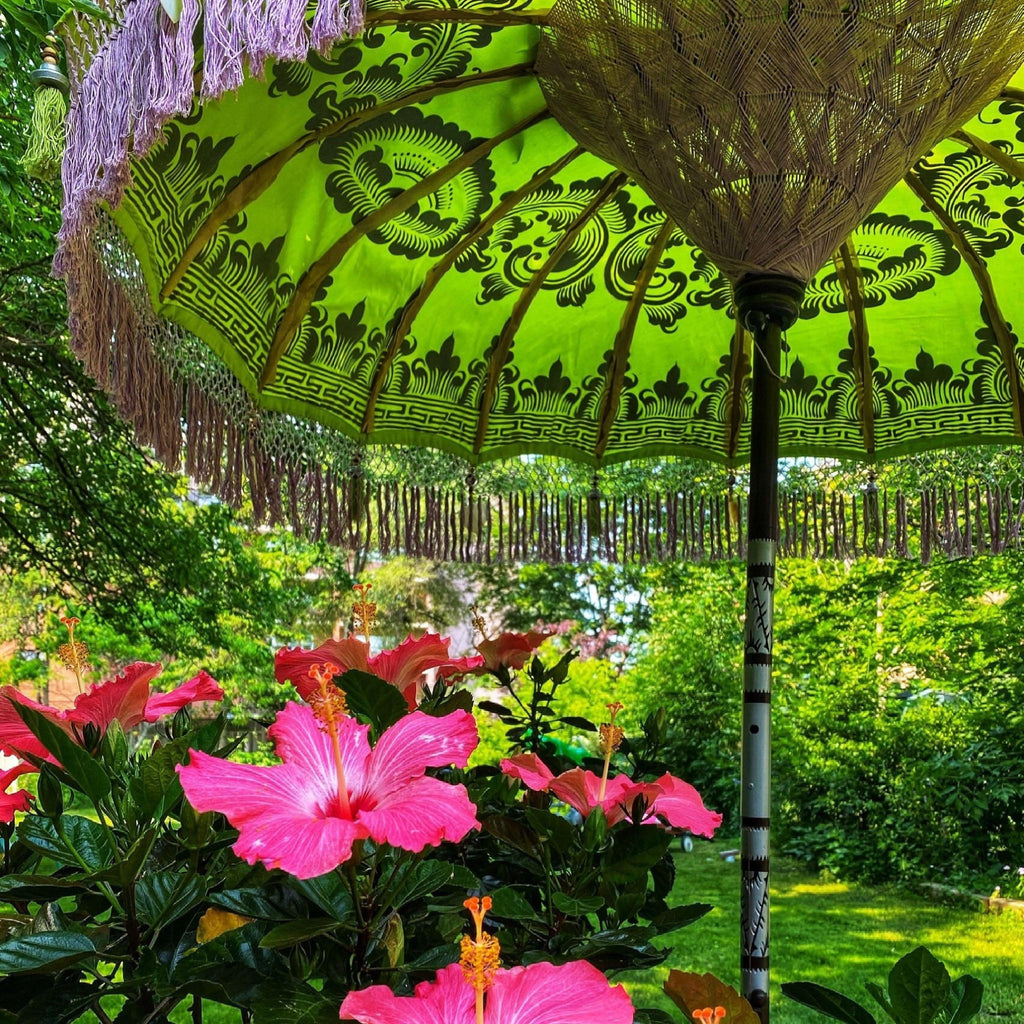 Lime Parasol - Baliaric Balinese Garden Parasol Decorative accents, Elegant home decor, Full Painted, garden and home, garden decor, garden decoration, garden idea, Green, Home decorating ideas, home with garden, Magnificent craftsmanship, outdoor umbrella, parasols, parasols umbrellas, patio umbrellas