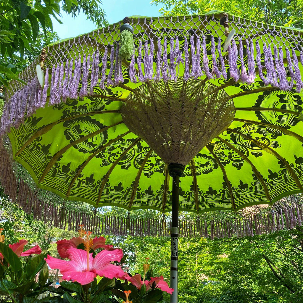 Lime Parasol - Baliaric Balinese Garden Parasol Decorative accents, Elegant home decor, Full Painted, garden and home, garden decor, garden decoration, garden idea, Green, Home decorating ideas, home with garden, Magnificent craftsmanship, outdoor umbrella, parasols, parasols umbrellas, patio umbrellas